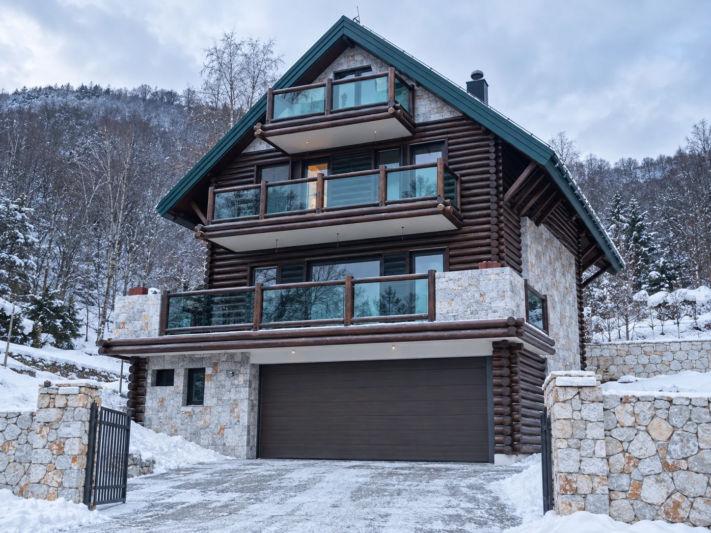 Glazed windows and balcony doors at Mountain Chalet Mavrovo